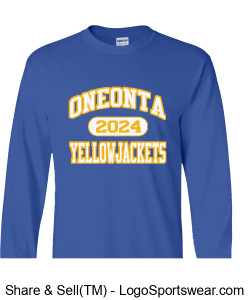Oneonta 2024 Yellowjackets- Royal Blue Long Sleeve T-Shirt Design Zoom
