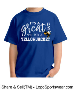 It's A Great Day To Be A Yellowjacket- Youth Royal Blue T-Shirt Design Zoom