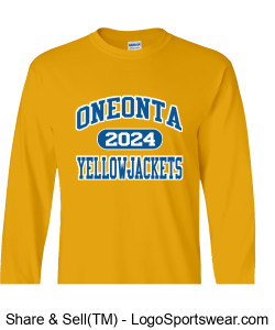 Oneonta 2024 Yellowjackets- Yellow Long Sleeve T-Shirt Design Zoom