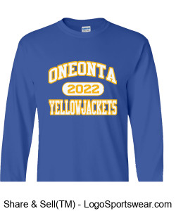 Oneonta 2022 Yellowjackets- Royal Blue Long Sleeve T-Shirt Design Zoom